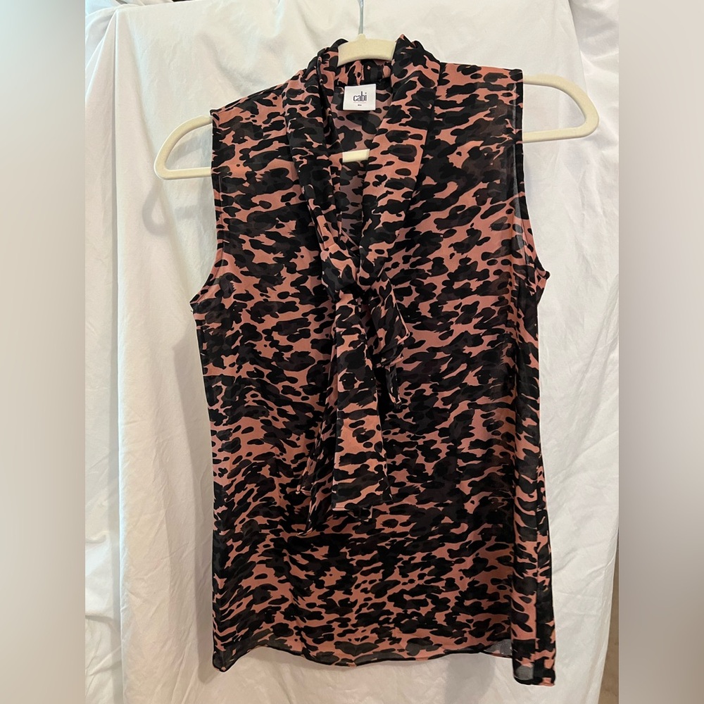 Cabi Brown and Black Leopard Print Top Size XS